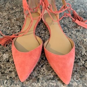 Ann Taylor Pink Suede Flats with Tassel 6.5